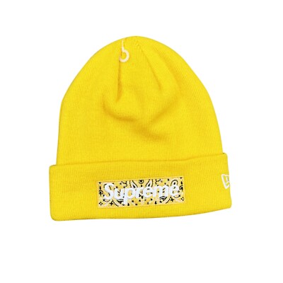 Supreme x New Era FW19 Bandana Box Logo Beanie Yellow | eBay