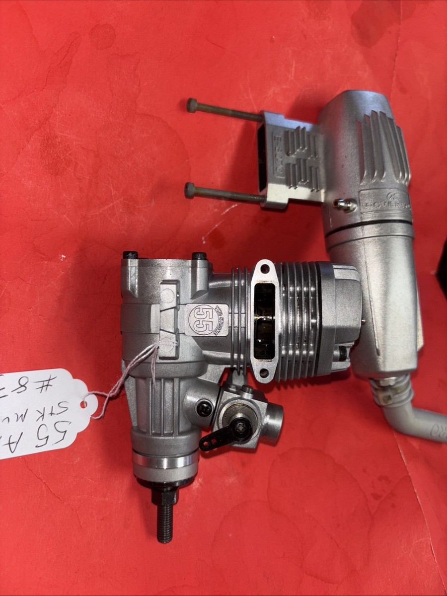 中古、破損有り RCヘリ用 OS 55HZ-Rエンジン & サイレンサー 中古