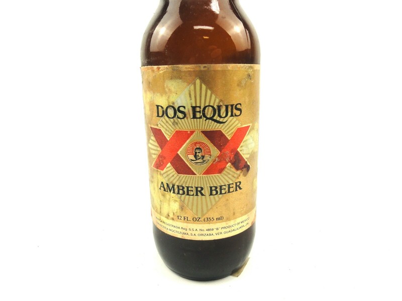 Dos Equis Amber Beer 12 Ounce Empty Glass Beer Bottle Brown Mexico