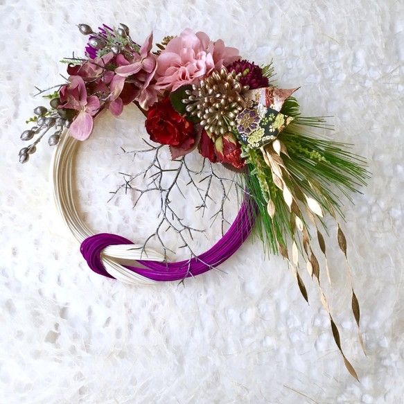 ダリアのしめ縄飾り「受注制作」