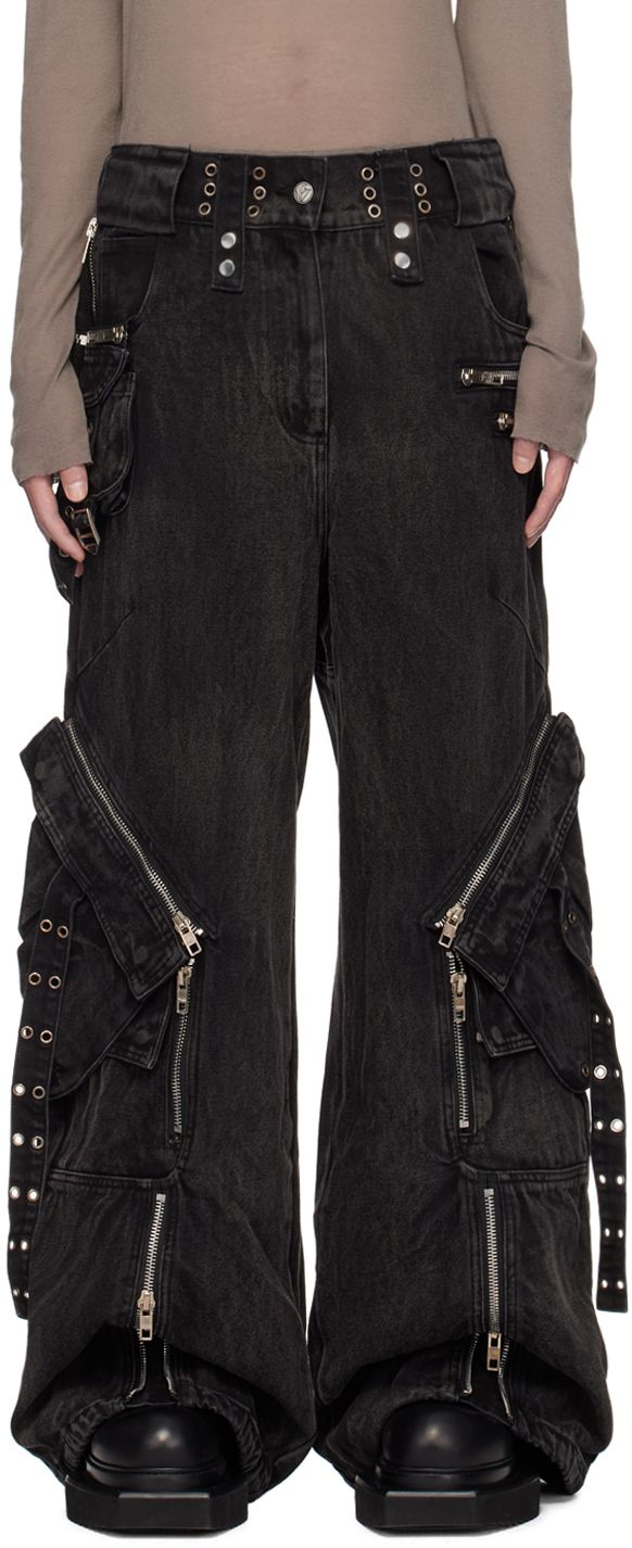 NO/FAITH STUDIOS Heavy Denim Cargo Pants - Black
