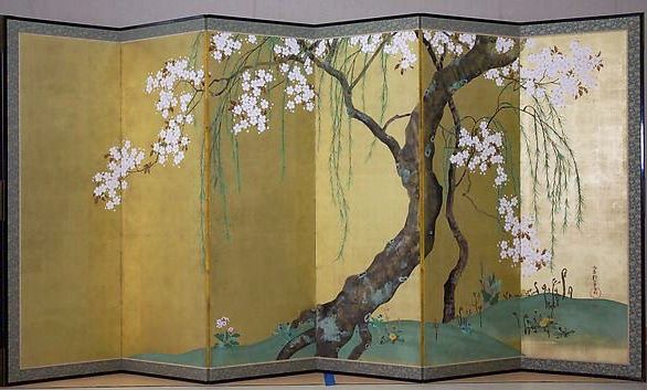 酒井抱一筆 桜花雉子図 復刻版 1500部内741番 桐箱付 酒井抱一筆 桜花