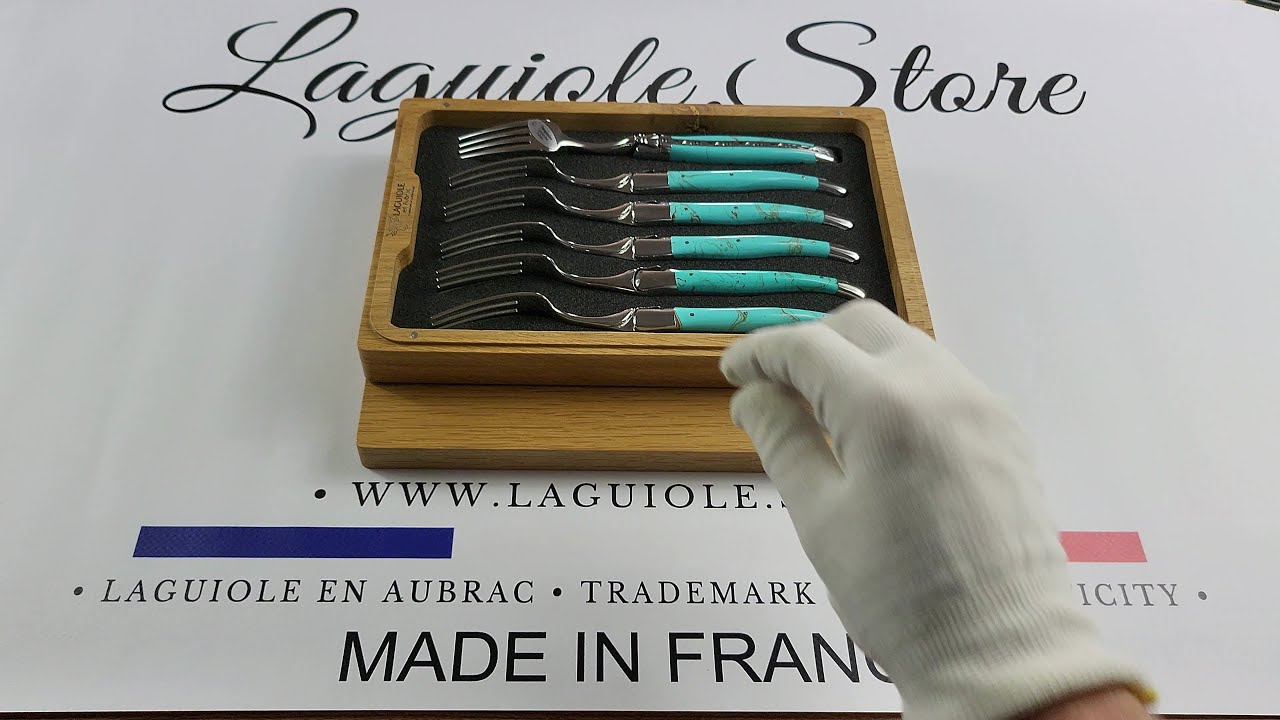 Laguiole en Aubrac Table Forks Turquoise Stone - Set of 6
