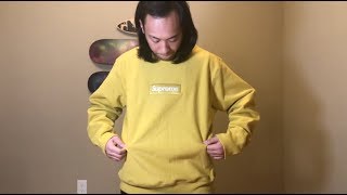Supreme Box Logo Crewneck 2018 Unboxing and Fit Review! Mustard