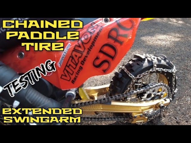 Promoto Chained Paddle Tire & Extended Swingarm Testing - YouTube