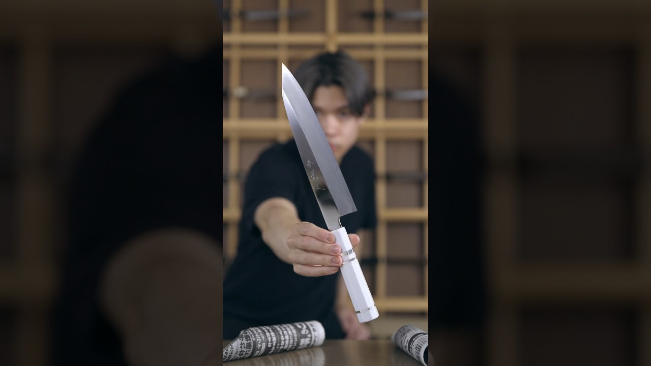 本刃付け〜【刃 銀三】切付片刃牛刀包丁 #knife #sharpening #包丁