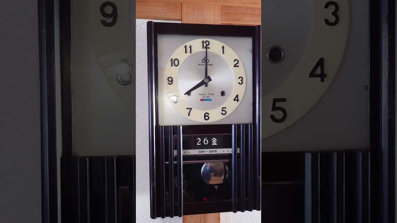 リズム時計 スリースター30日巻きゼンマイ振り子掛け時計 和モダン