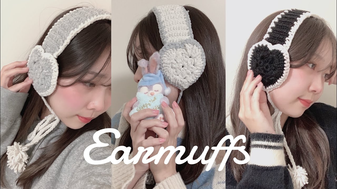 Knitting] How to make heart earmuffs/Diy earmuffs/귀도리 만들기