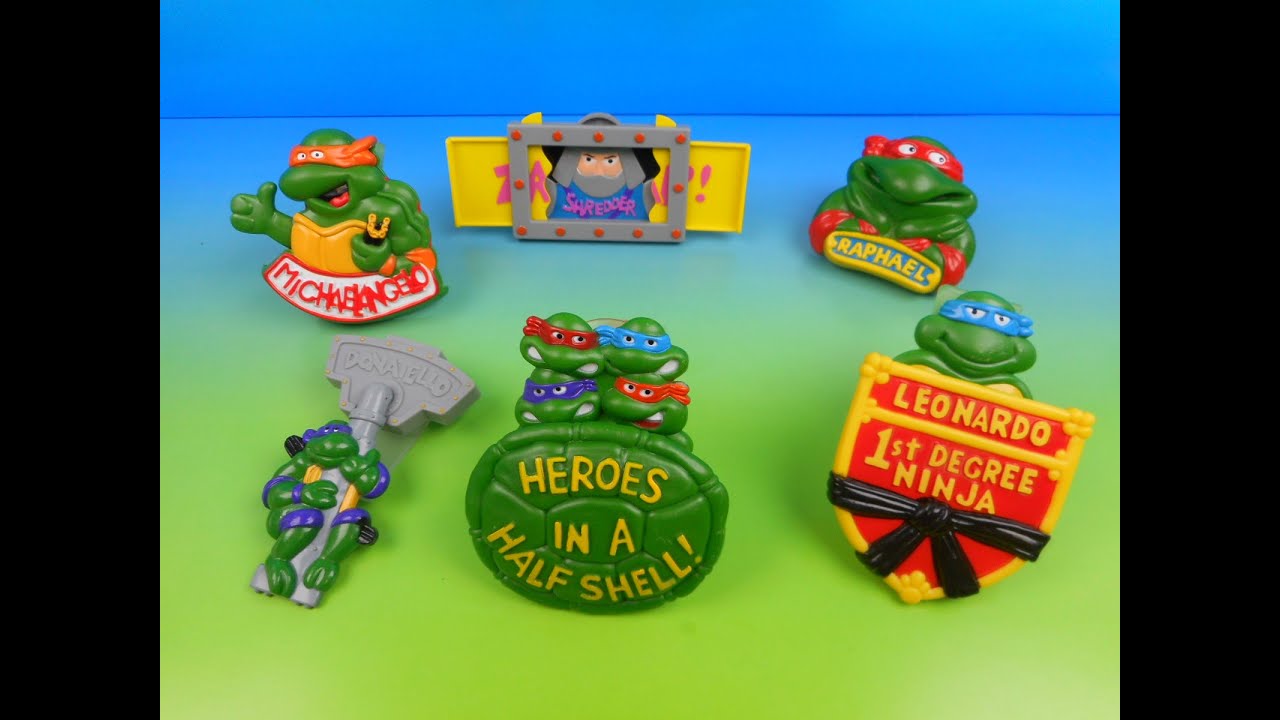 1989 TEENAGE MUTANT NINJA TURTLES RAD BADGES SET OF 6 BURGER KING