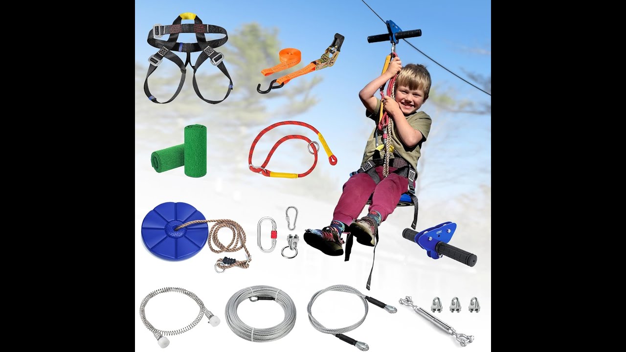 CTSC Backyard Zip Line Kit for kids And Adult 95 foot with Brake