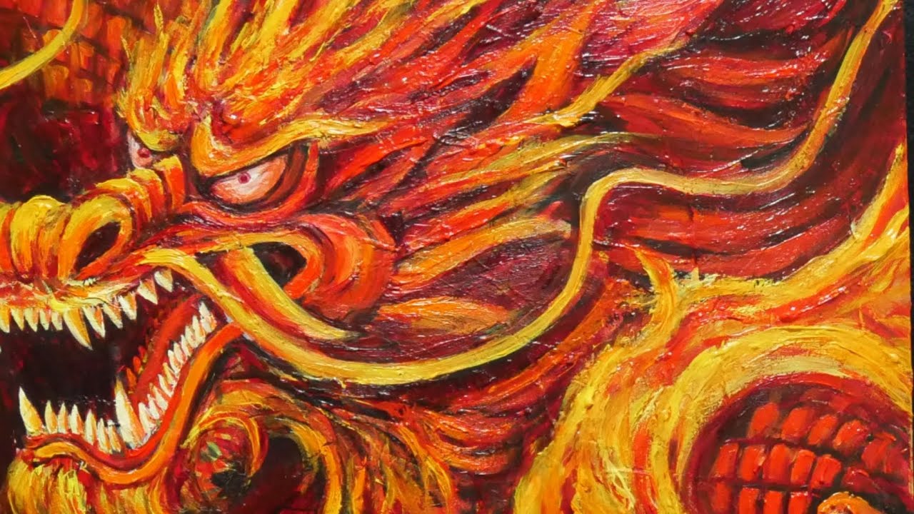油絵】【紅の龍】#油絵 #手書き #アート #絵画 #絵 #油彩画 #美術