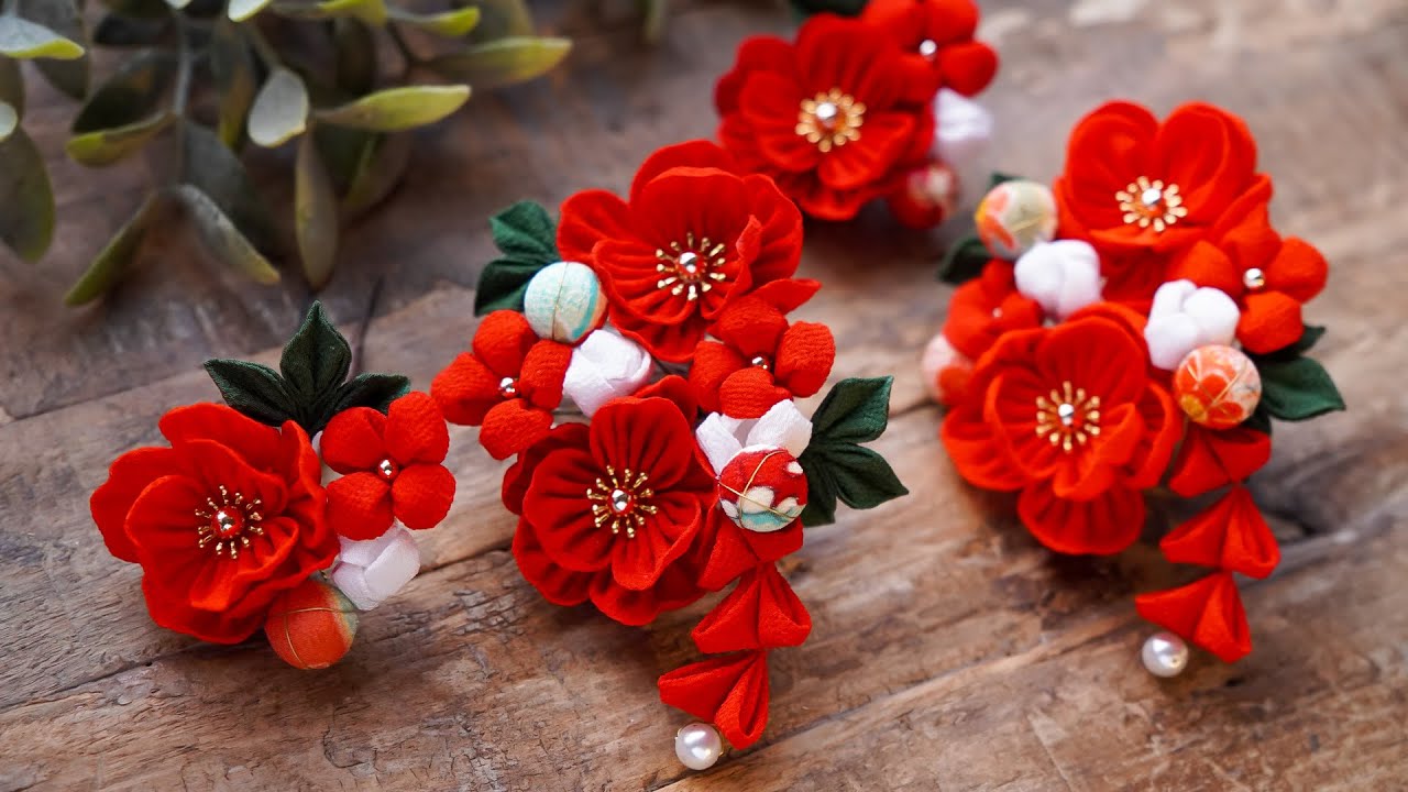 つまみ細工】 髪飾りを作る 成人式、七五三、桃の節句、卒業、入学に