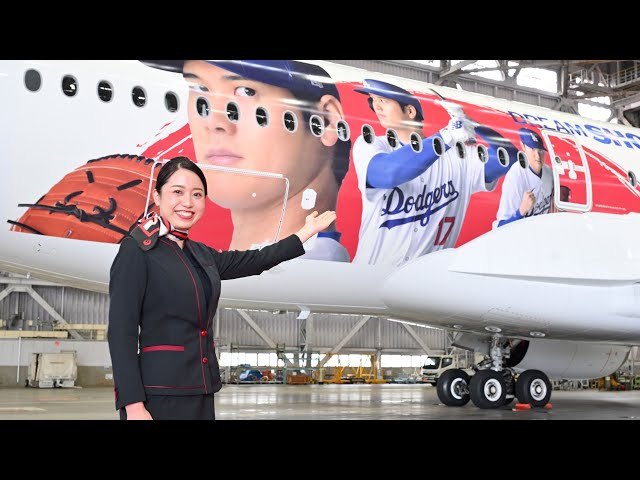 大谷選手描いたJAL A350「DREAM SHO JET」披露 - YouTube