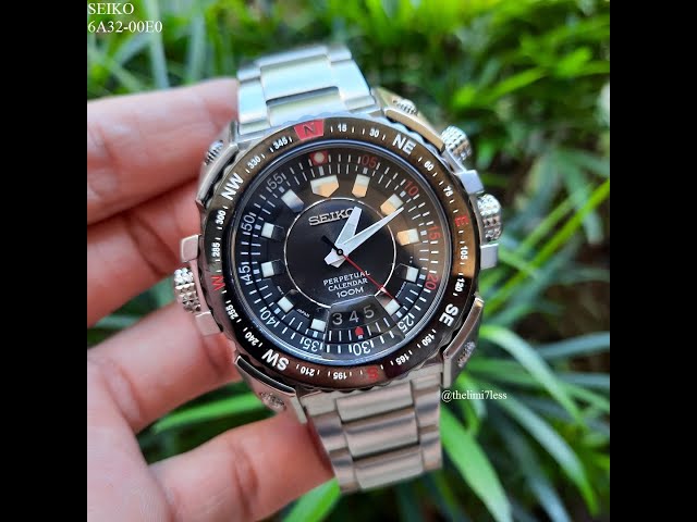 Jam tangan Seiko quartz perpetual calendar ref 6A32 00E0 A0 653338