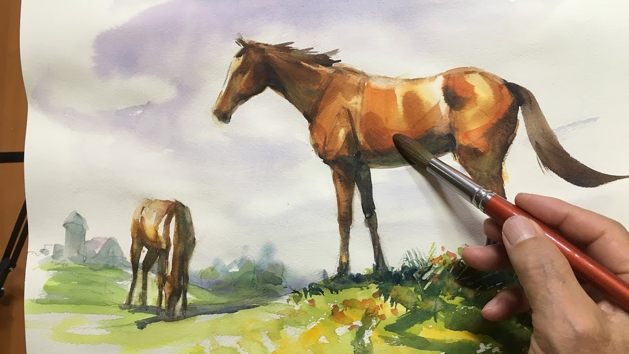 水彩画の基本〜馬を描くコツ後編 5分講座 How to draw a Horse 2