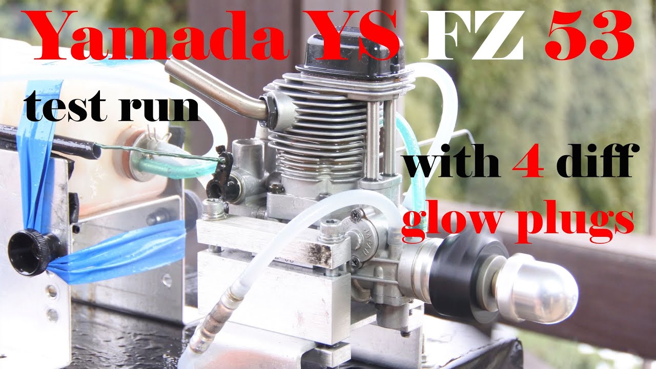 Yamada YS FZ 53 4 diff glow plugs test run - YouTube