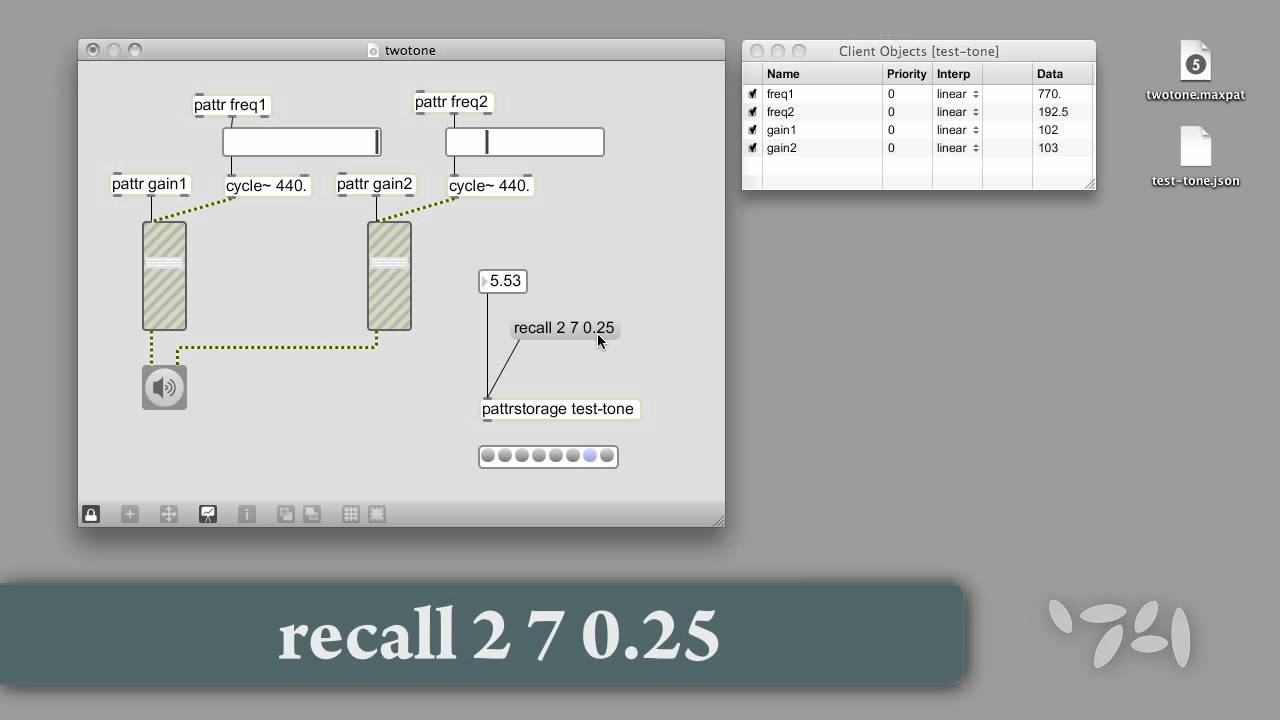 Cycling74 Max/MSP/Jitter Tutorials: pattr #3 Preset Morphing - YouTube