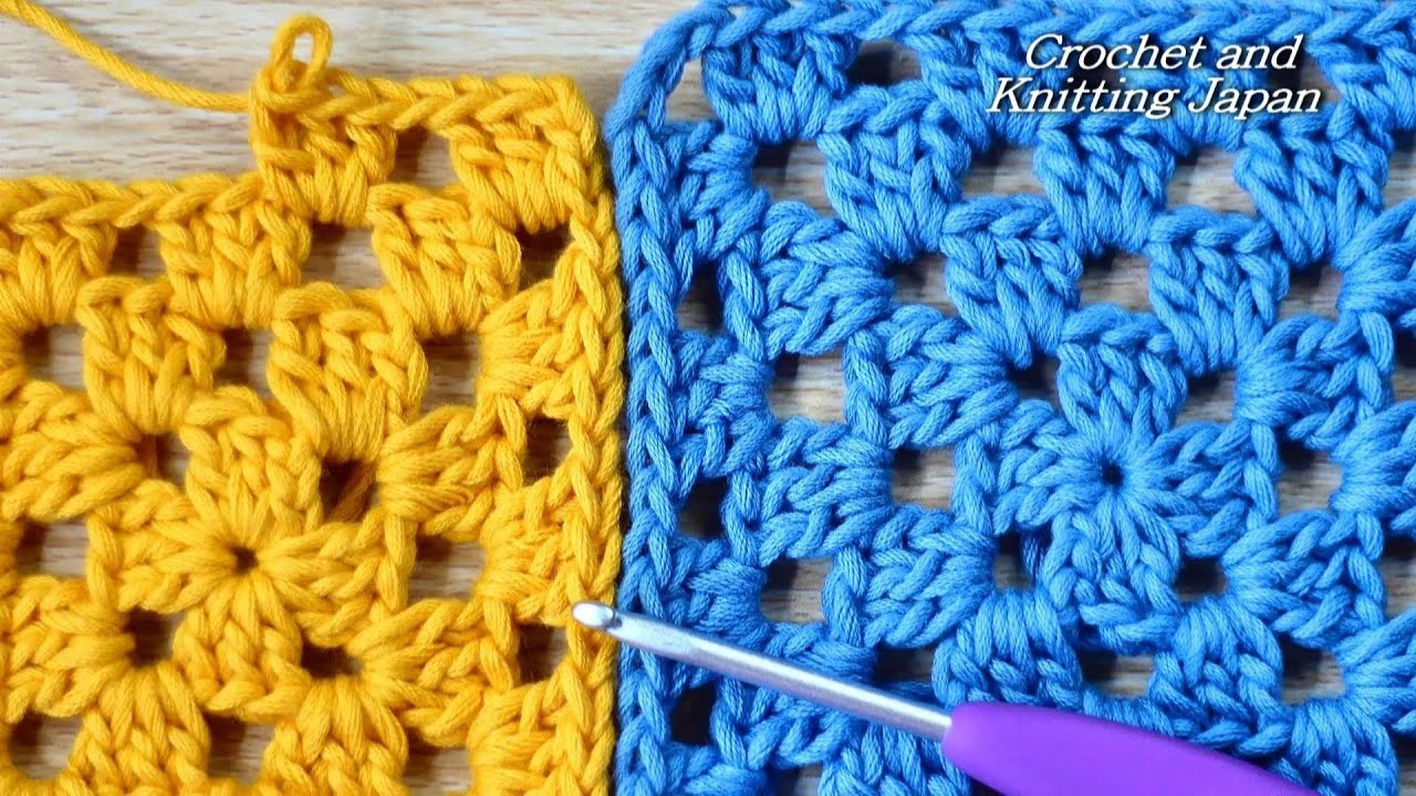 かぎ針編み新グラニースクエアの編み方☆Crochet and Knitting Japan