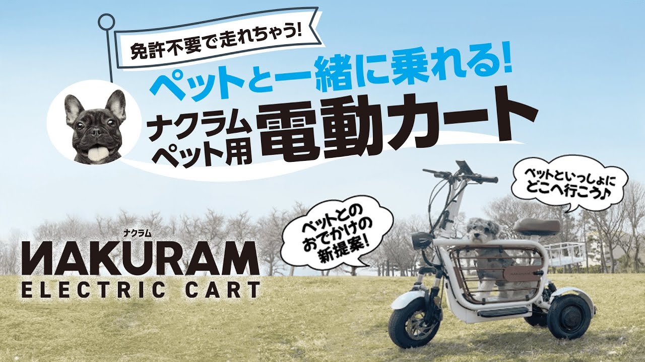 ナクラム ペット用電動カート三輪電動アシスト自転車 ホワイト