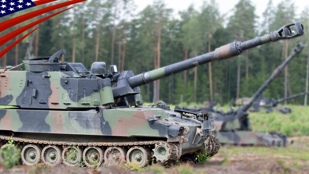 US Army M109A6 Paladin 155mm Self-Propelled Howitzer Live Fire