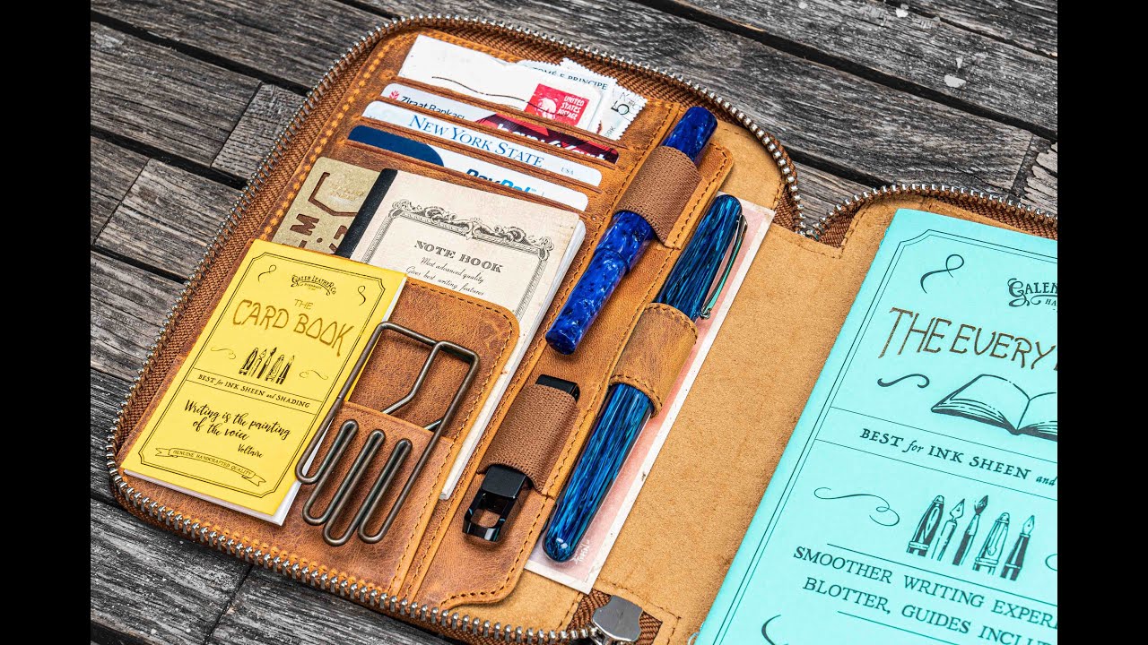 Handmade Brown Tan Leather Zippered B6 Slim Planner & Notebook