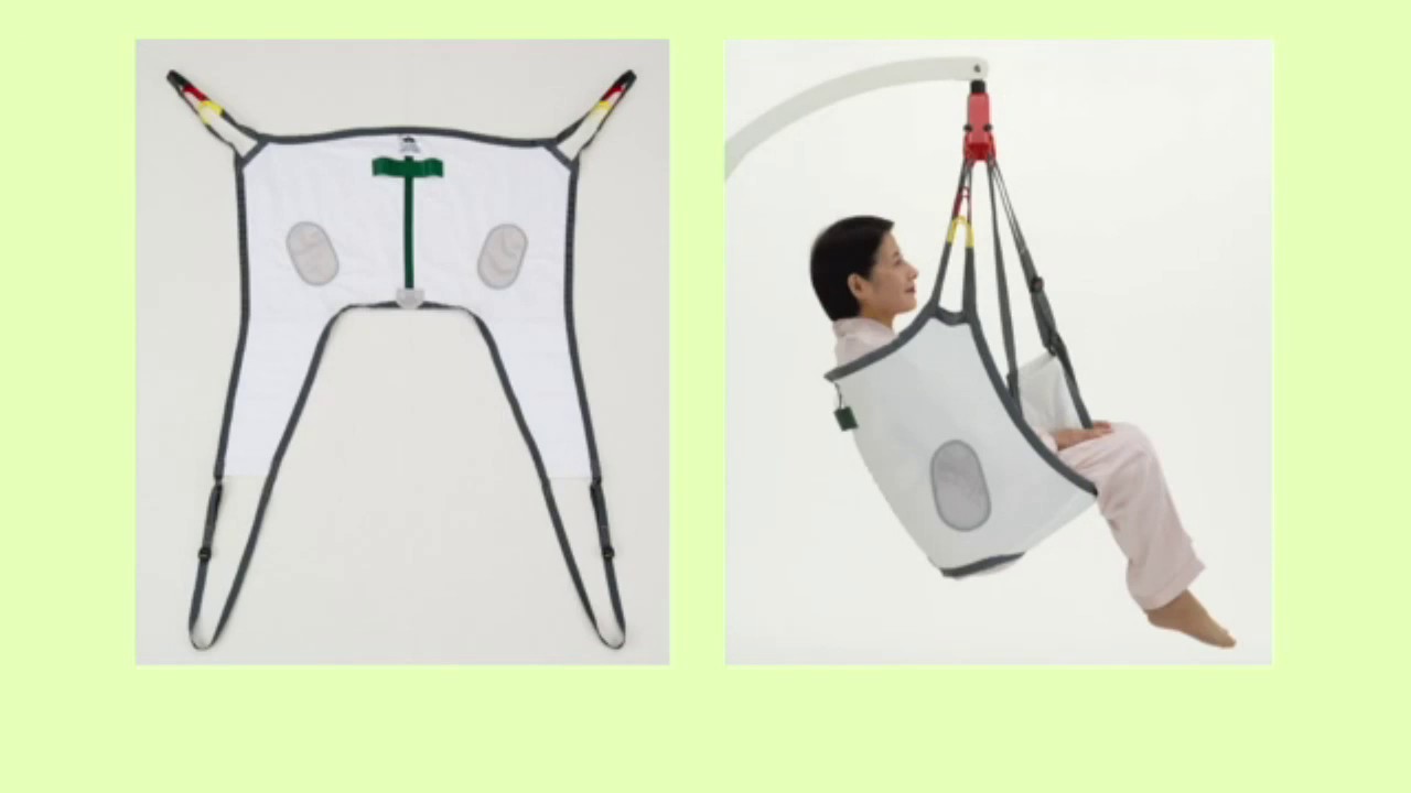 介護リフト用スリングシート EVEハーフの装着方法 - YouTube