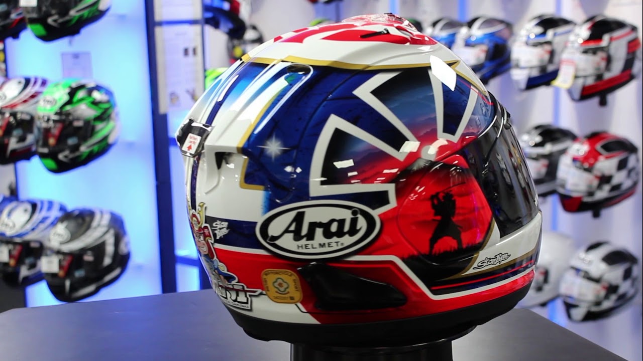 Arai RX-7V Pedrosa Spirit Blue Motorcycle Helmet - YouTube