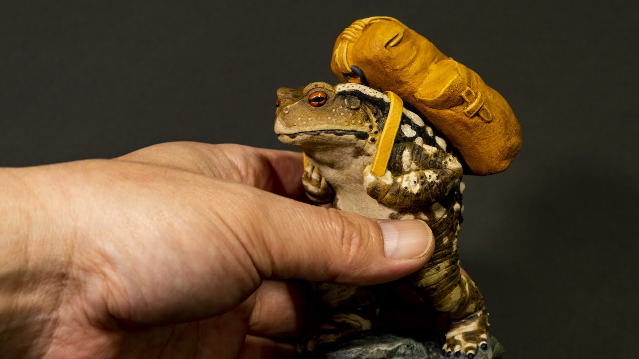 Bufo japonicus / Hand Painted frog sculpture / ヒキガエルver. が