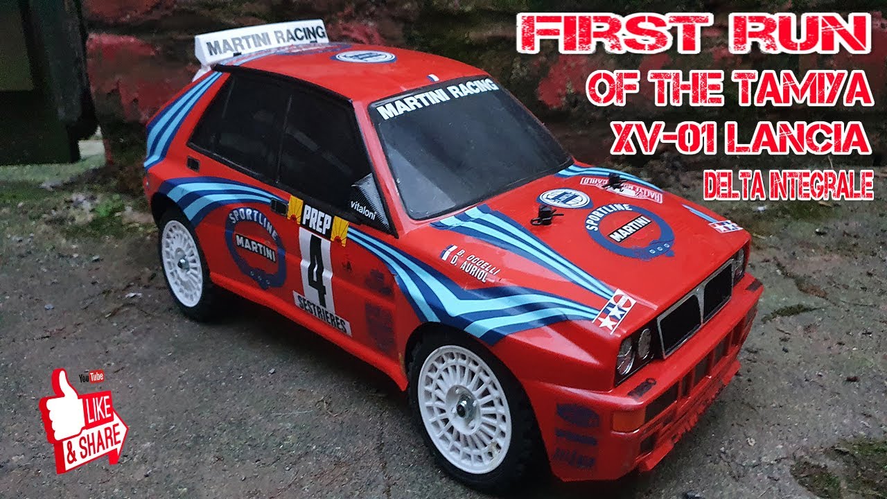 First run of the Tamiya XV-01 Lancia Delta Integrale rally car RC