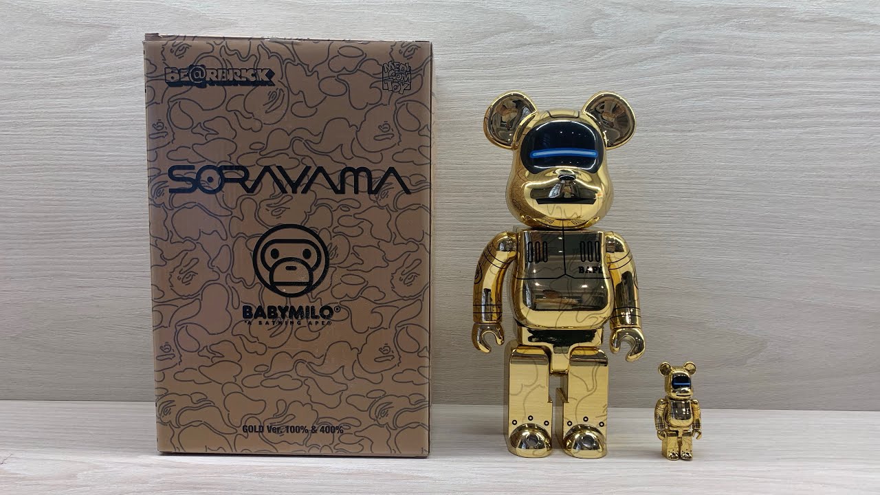 Bearbrick: BAPE x Hajime Sorayama - Baby Milo Gold - Unboxing