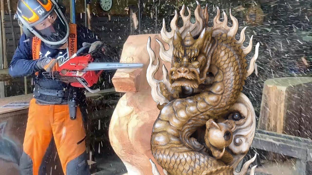 龍・木彫刻】特別注文龍神像を彫る 2022年5月 - YouTube