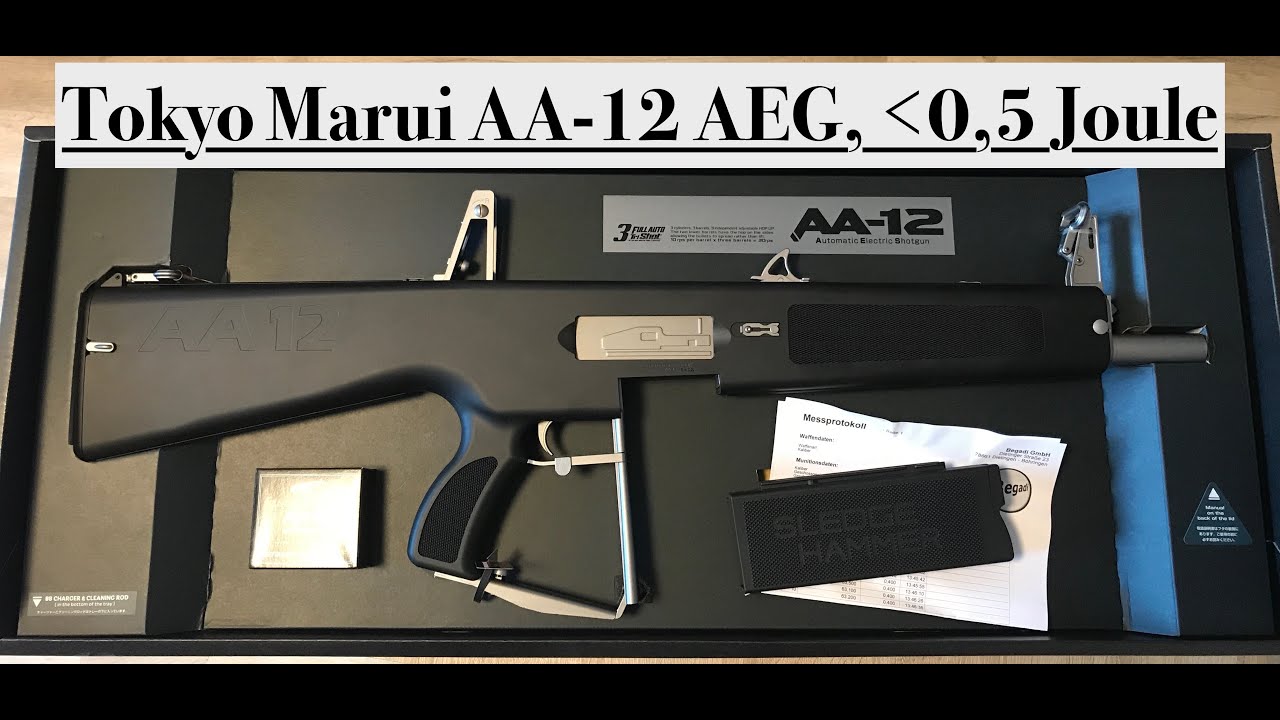 Tokyo Marui AA-12 Sledge Hammer, AEG 0,5 Joule - YouTube