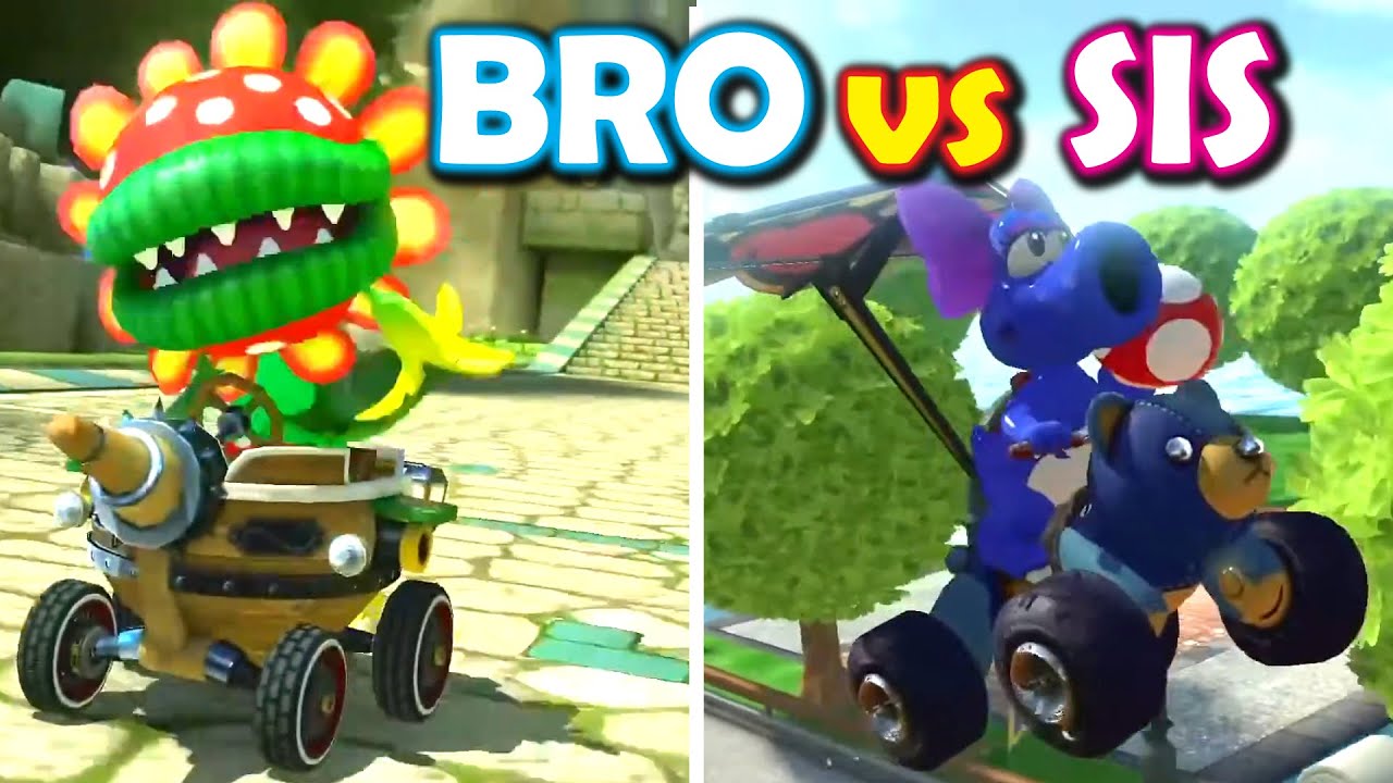Mario Kart 8 Deluxe: Mushroom Cup! *BRO VS SIS!!* - YouTube