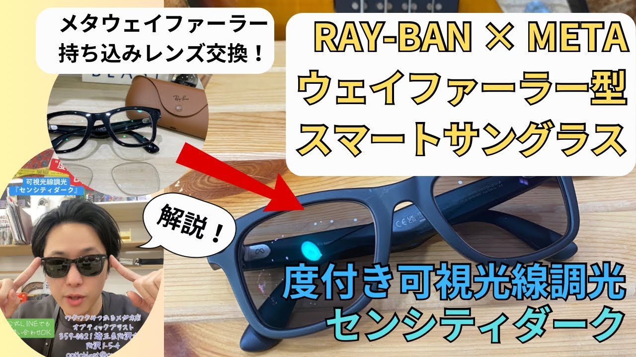 持ち込みレイバンメタウェイファーラーを度付き可視光線調光レンズに