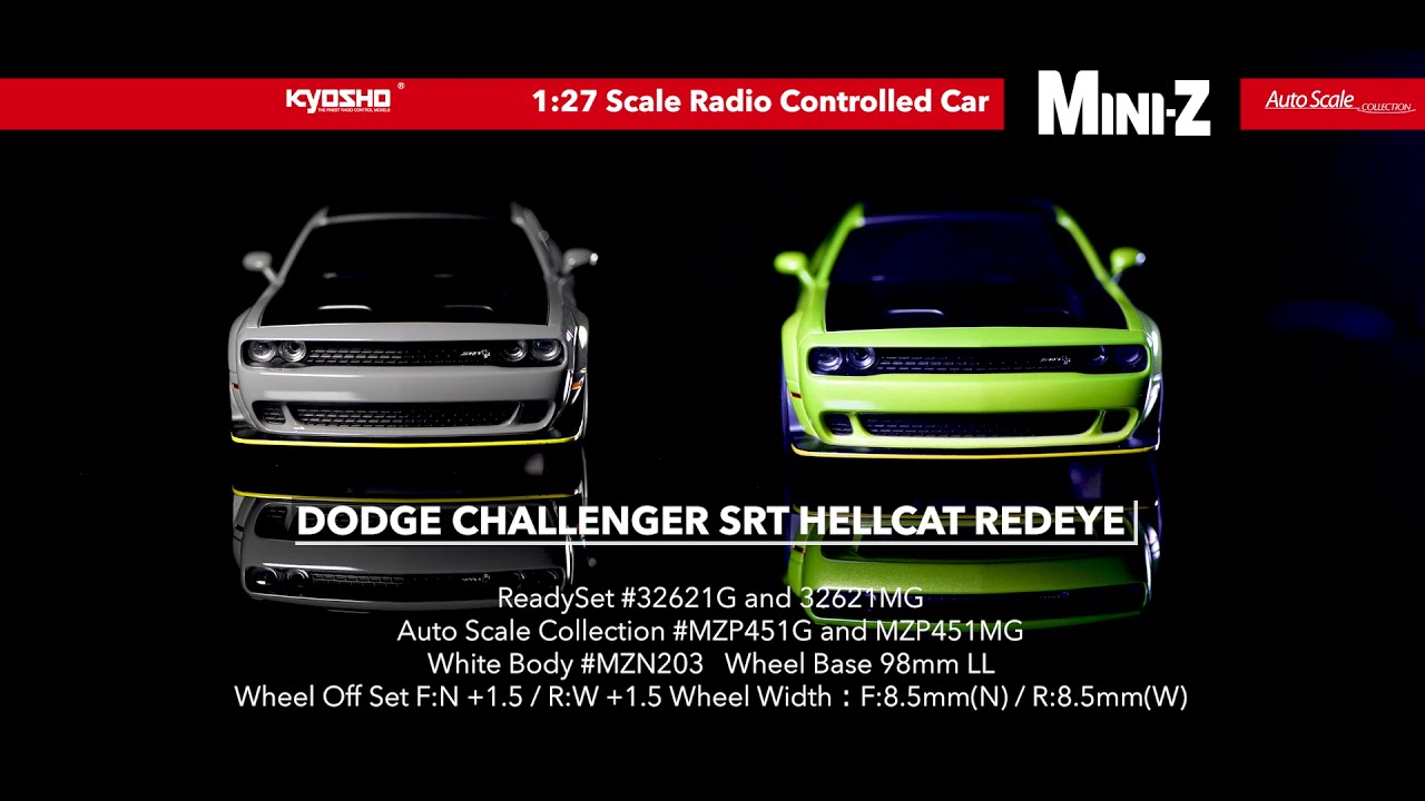 KYOSHO MINI-Z AWD DODGE CHALLENGER SRT HELLCAT REDEYE - YouTube