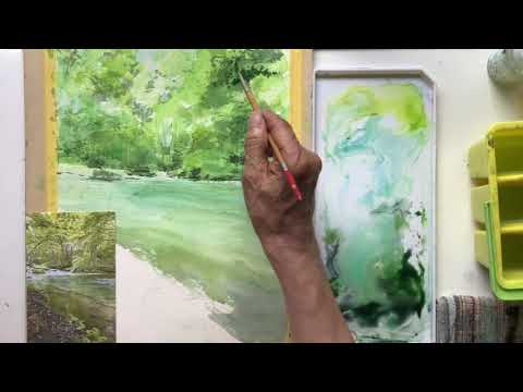 透明水彩で描く】新緑の奥入瀬渓谷の流れ 2024年6月16日 - YouTube