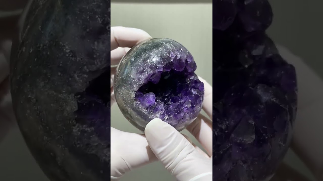 一点物】アメジスト 笑口 丸玉 002 (台座付き) / Thida Stone 天然石