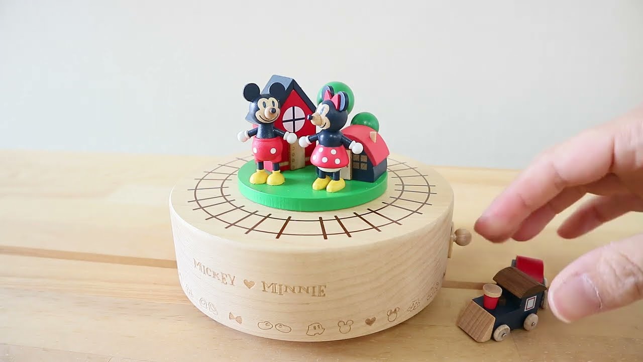 ディズニー木製からくりオルゴール【ミッキー＆ミニー機関車】18弁
