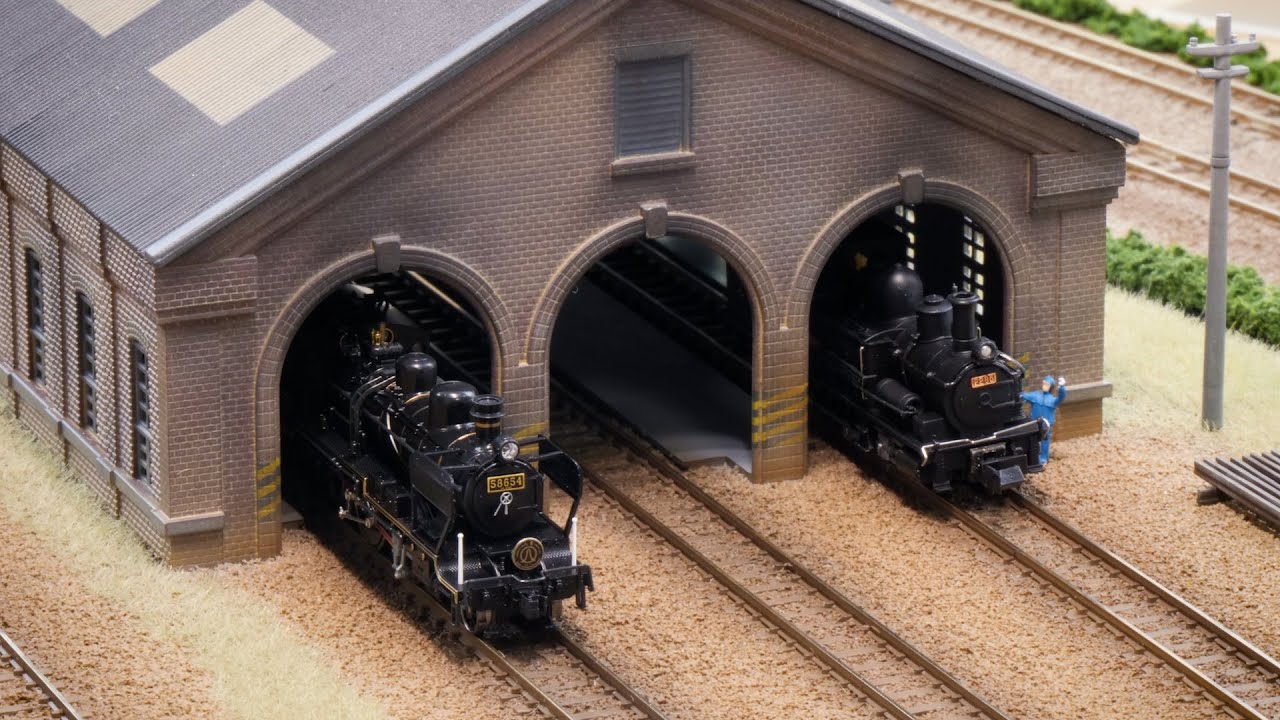 三線式レンガ機関庫のあるジオラマを作る / Nゲージ 鉄道模型 - YouTube
