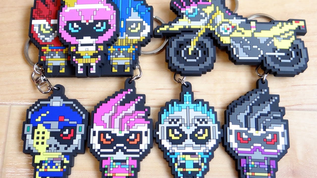 Premium Bandai exclusive pixel art Ex-Aid keychain review of all 7
