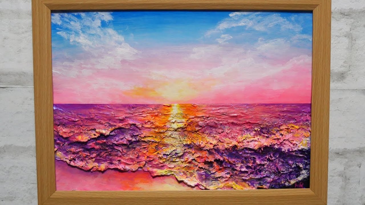 油絵】【ピンクの夕焼け】 #油絵 #手書き #アート #絵画販売 #絵画 #絵