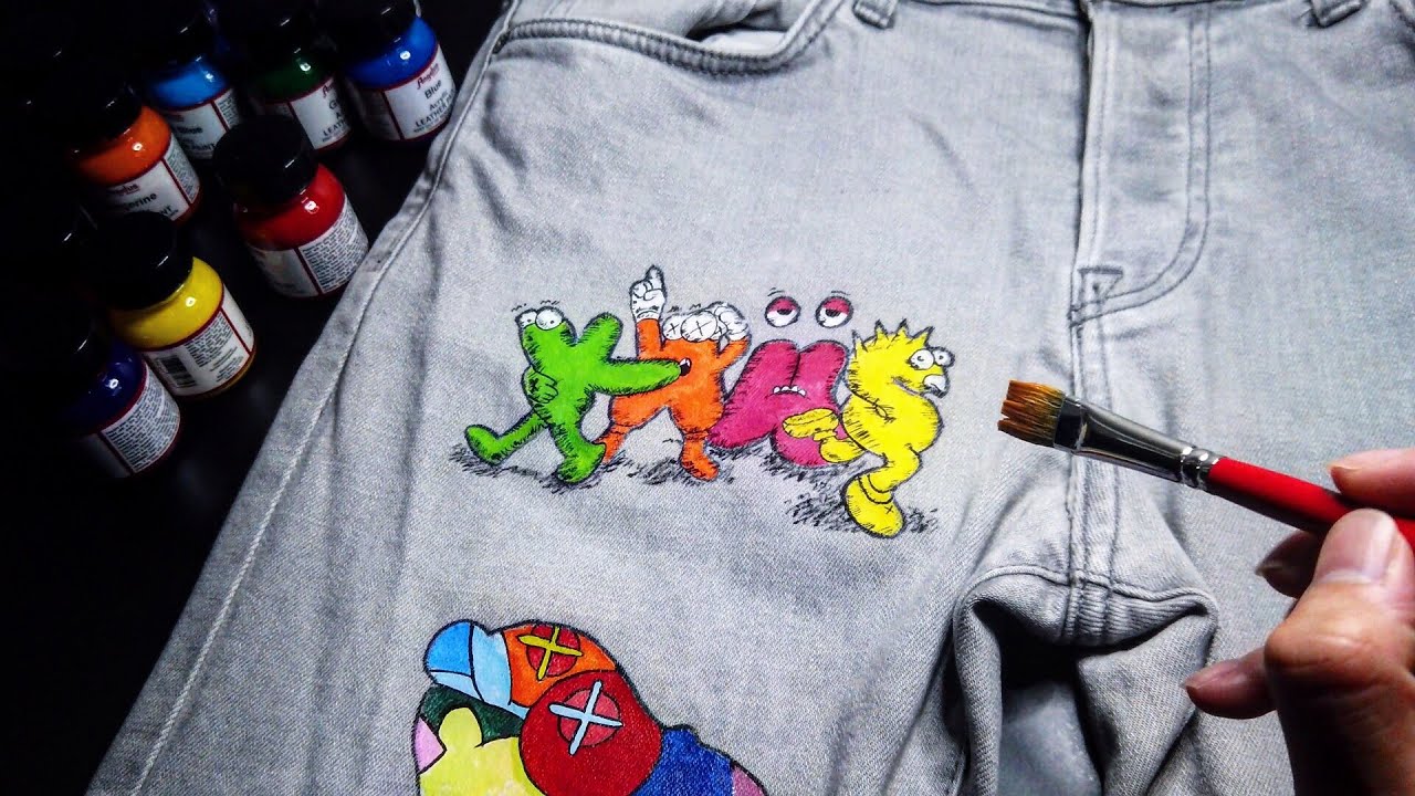 DENIM PAINT CUSTOM!! (SATISFYNG) 🌍”KAWS” 🌏 / デニム・ジーンズを