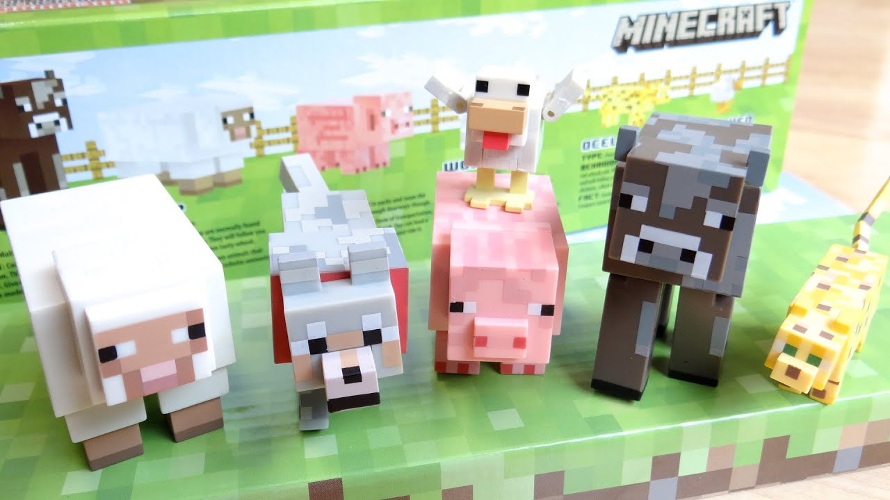 Minecraft Toys Live Animal 6 Pack Action Figure Review! Cow, Sheep