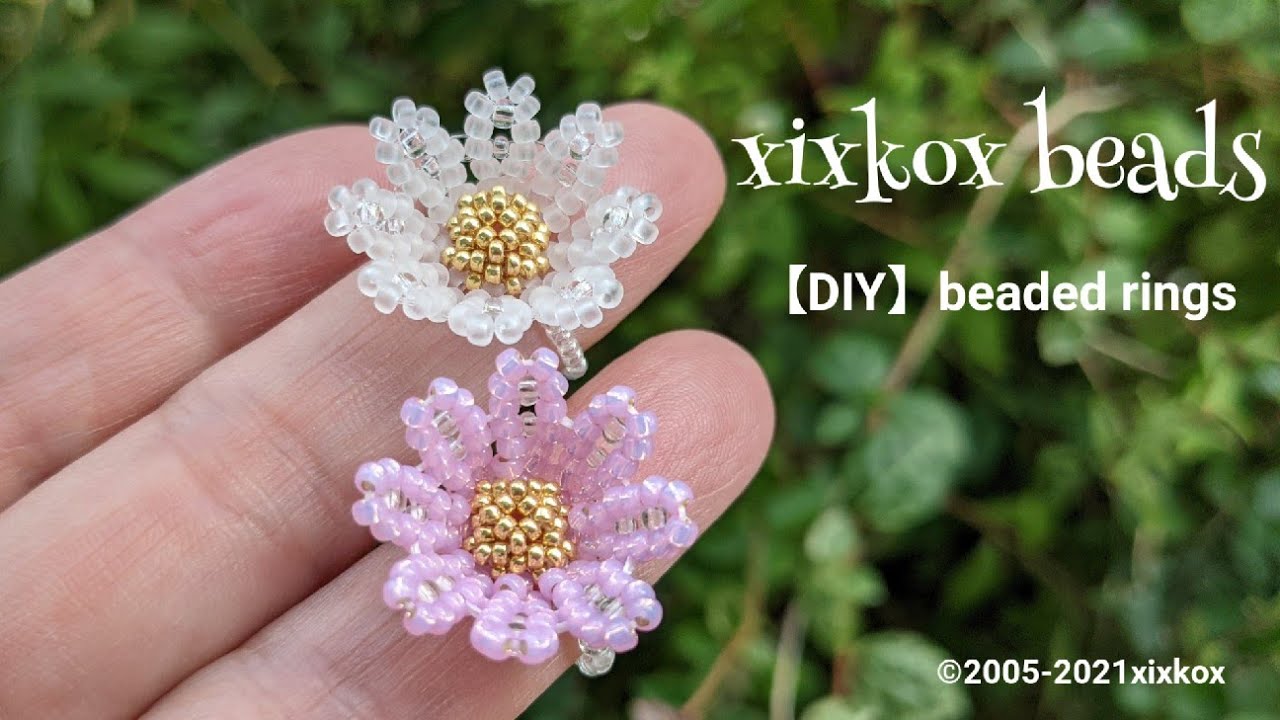 DIY】xixkox beads ❊シードビーズで編む秋桜の指輪 #ビーズステッチ