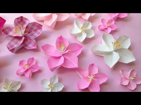 折り紙 桃の花 立体 折り方 Origami peach flower tutorial（niceno1