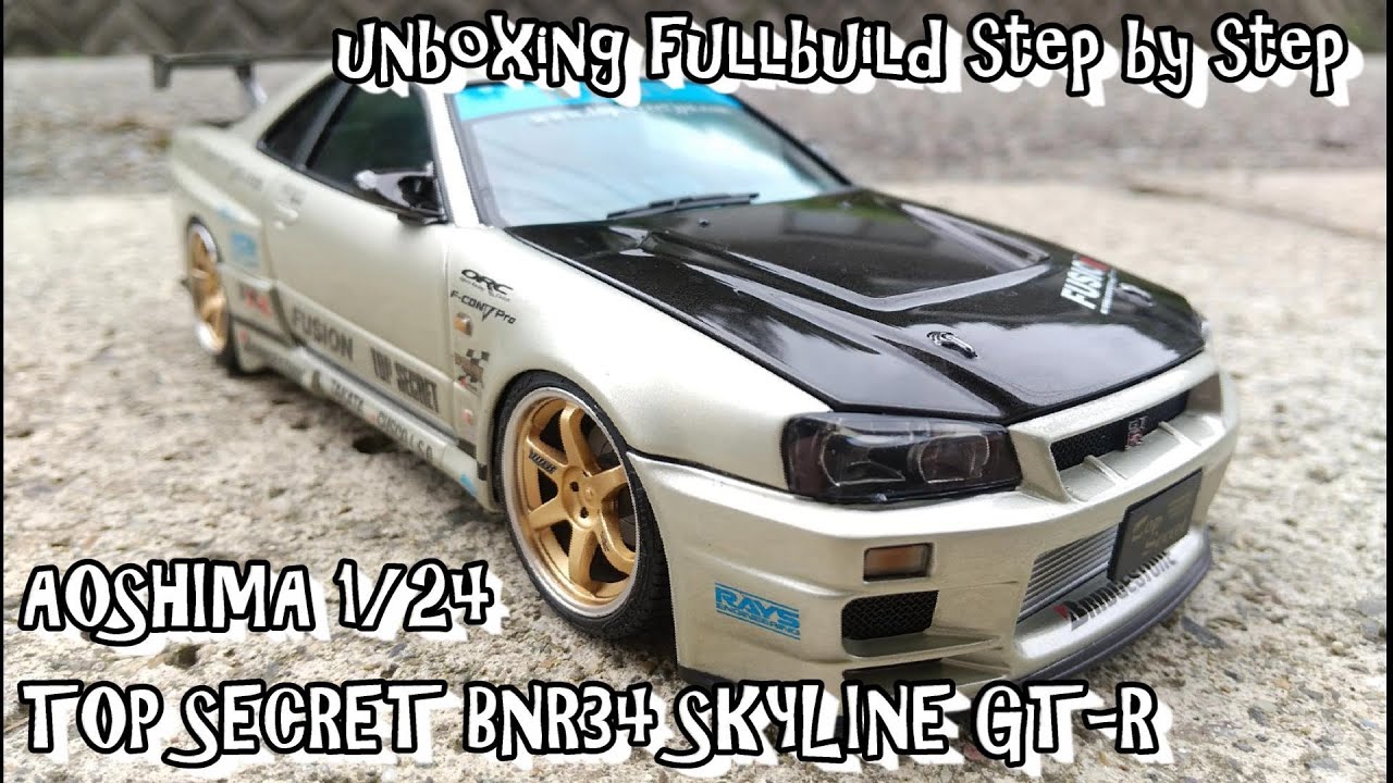 unboxing fullbuild step by step Full AOSHIMA 1/24 TOP SECRET BNR34