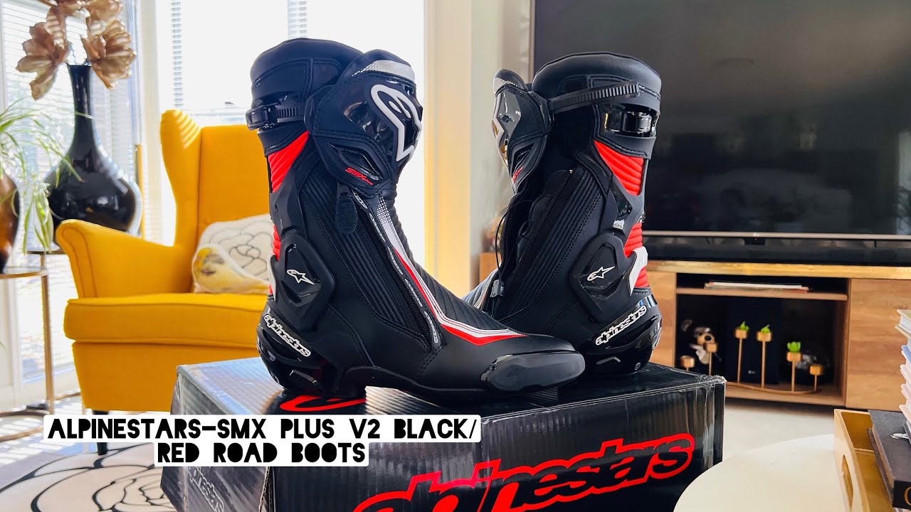 Unboxing Alpinestars-SMX Plus V2 Black/Red Road Boots - YouTube