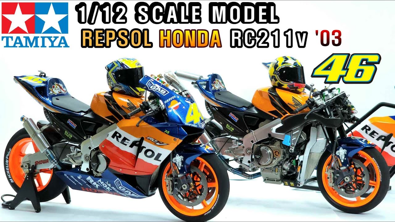 1/12 TAMIYA HONDA RC211v '03 VR46 rossi - YouTube
