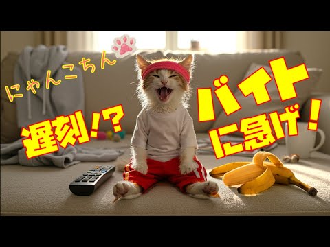 Almost late!? Nyankochin's hectic morning part-time job - YouTube