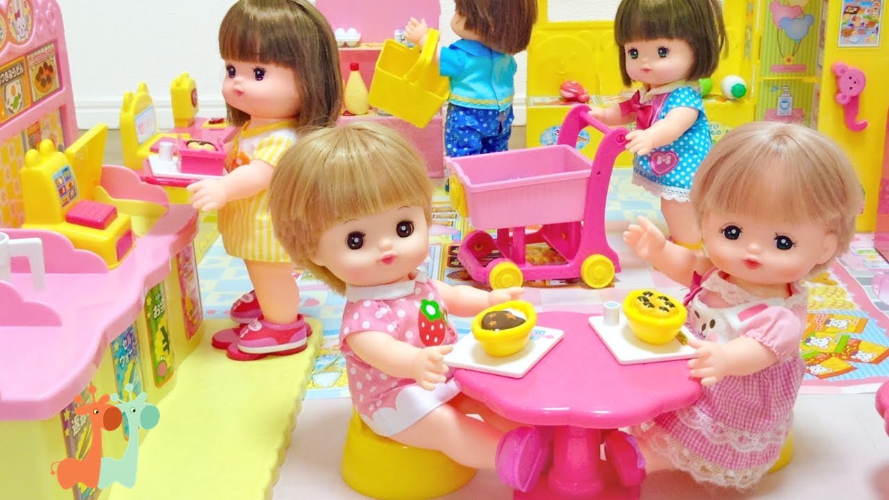 Mell-chan Doll Food Court and Super Market Playset - YouTube